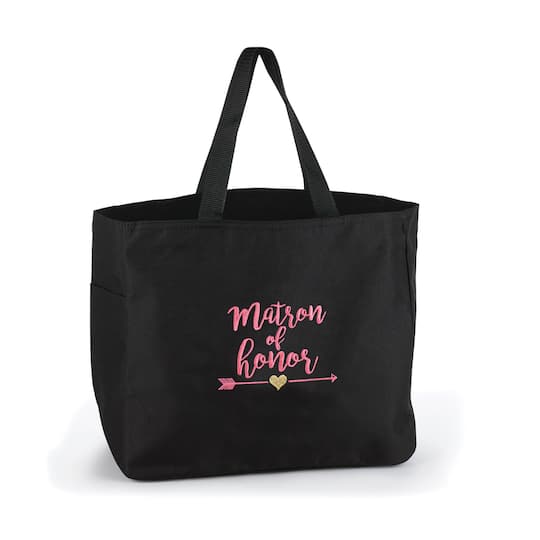 Hortense B. Hewitt Co. Bridal Party Tribal Tote, Matron of Honor in Black | 14" x 12" x 6.5" | Michaels®